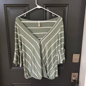 Striped faux wrap top
